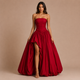 Isabela - Vestido strapless con corpiño fruncido y falda voluminosa