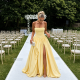 Isabela - Vestido strapless con corpiño fruncido y falda voluminosa