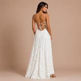 Mariana - Vestido largo de encaje con espalda descubierta
