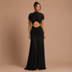 Raquel - Vestido maxi fruncido con cintura descubierta y silueta sirena