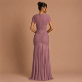 Raquel - Vestido maxi fruncido con cintura descubierta y silueta sirena