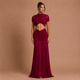 Raquel - Vestido maxi fruncido con cintura descubierta y silueta sirena