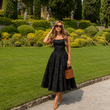 Ángela - Vestido midi halter con lazo y falda voluminosa