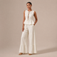 Lucía - Conjunto de lino, top con lazos y pantalón palazzo con volantes