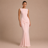Mónica - Vestido maxi ceñido con nudo frontal y falda sirena