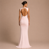 Mónica - Vestido maxi ceñido con nudo frontal y falda sirena