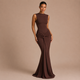 Mónica - Vestido maxi ceñido con nudo frontal y falda sirena