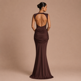Mónica - Vestido maxi ceñido con nudo frontal y falda sirena