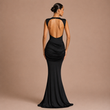 Mónica - Vestido maxi ceñido con nudo frontal y falda sirena