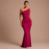 Violeta - Vestido maxi floral de un hombro y falda sirena