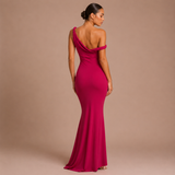 Violeta - Vestido maxi floral de un hombro y falda sirena