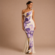 Violeta - Vestido maxi floral de un hombro y falda sirena