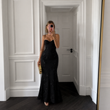 Rebeca - Vestido maxi con corpiño con copa y bordado floral