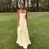 Claudia - Vestido maxi con tirantes finos y falda fluida
