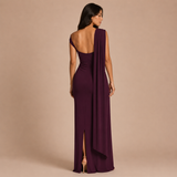 Regina - Vestido maxi hombros caídos y silueta ceñida