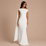 Regina - Vestido maxi hombros caídos y silueta ceñida