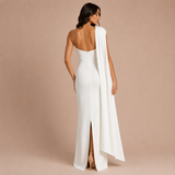 Regina - Vestido maxi hombros caídos y silueta ceñida