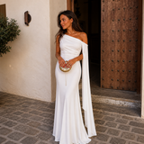 Regina - Vestido maxi hombros caídos y silueta ceñida