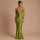 Elena - Vestido maxi satinado con tirantes anchos y silueta sirena