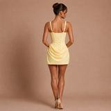 Marta - Vestido mini corpiño estructurado con tirantes anchos y falda drapeada