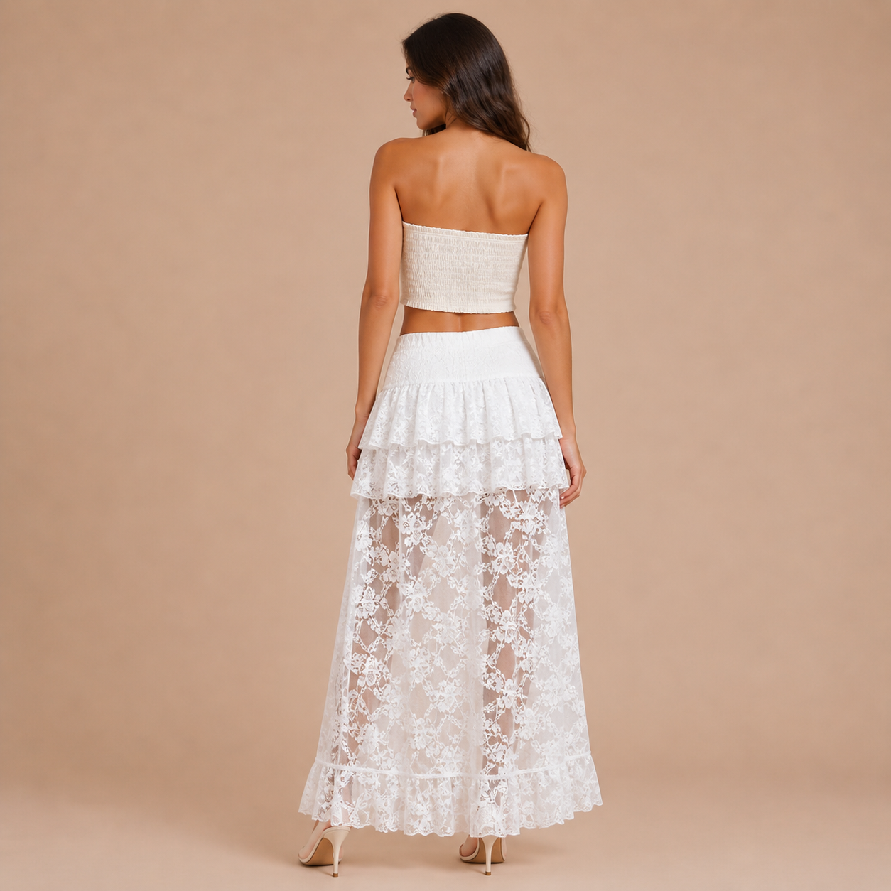 Alicia – falda asimétrica de encaje con capas y caída bohemia