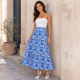 Iria – falda midi fluida con estampado ornamental