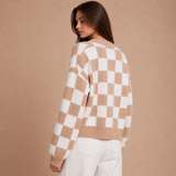 Leyre – cárdigan cropped de cuadros bicolor con aire retro relajado