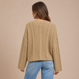 Marisol – cárdigan de punto trenzado oversize con esencia clásica relajada