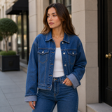 Nora – chaqueta denim clásica de corte recto atemporal