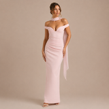 Yolanda - Vestido maxi hombros descubiertos y escote en V