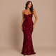 Rebeca - Vestido maxi con corpiño con copa y bordado floral
