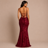 Rebeca - Vestido maxi con corpiño con copa y bordado floral