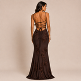Rebeca - Vestido maxi con corpiño con copa y bordado floral