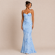 Rebeca - Vestido maxi con corpiño con copa y bordado floral