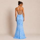 Rebeca - Vestido maxi con corpiño con copa y bordado floral