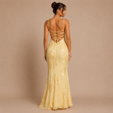 Rebeca - Vestido maxi con corpiño con copa y bordado floral