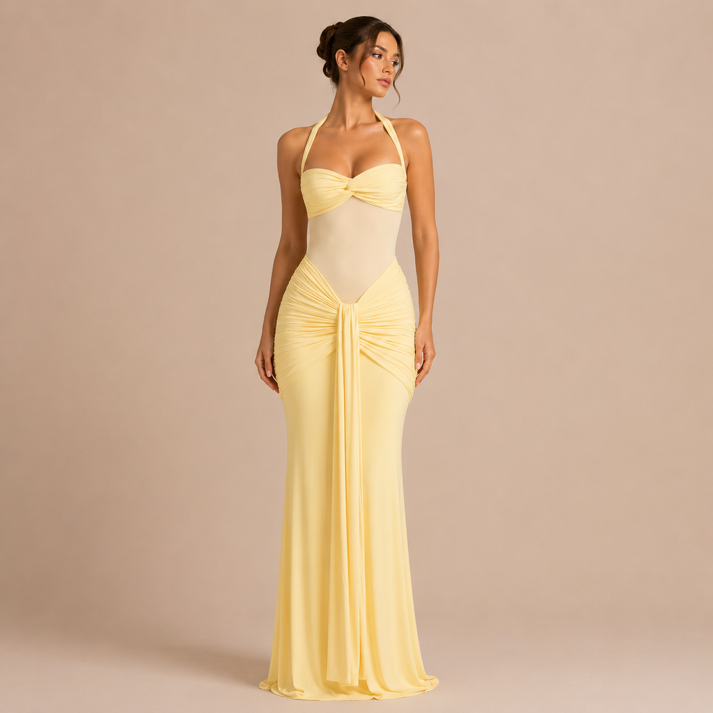 Chloe - Vestido Drapado Mantequilla