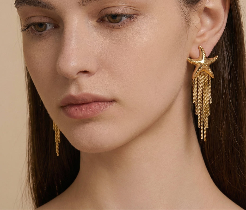 Pendientes con estrella dorada
