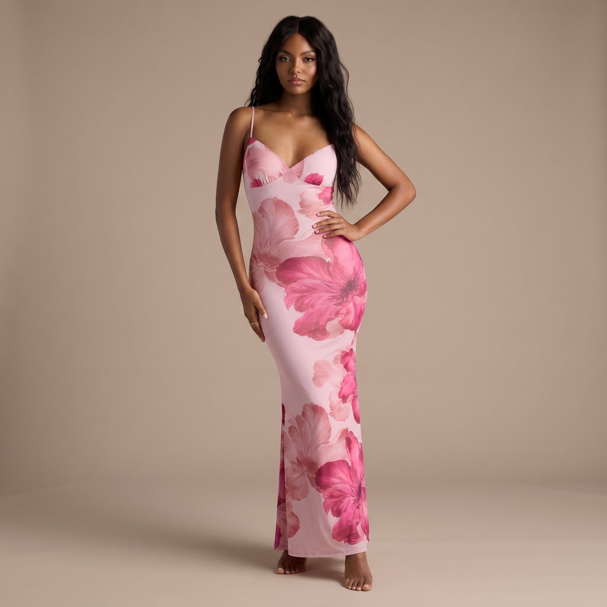 Valeria – vestido largo entallado con estampado floral